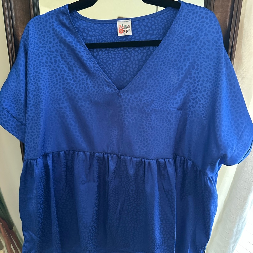 Blue V-Neck Women's Top